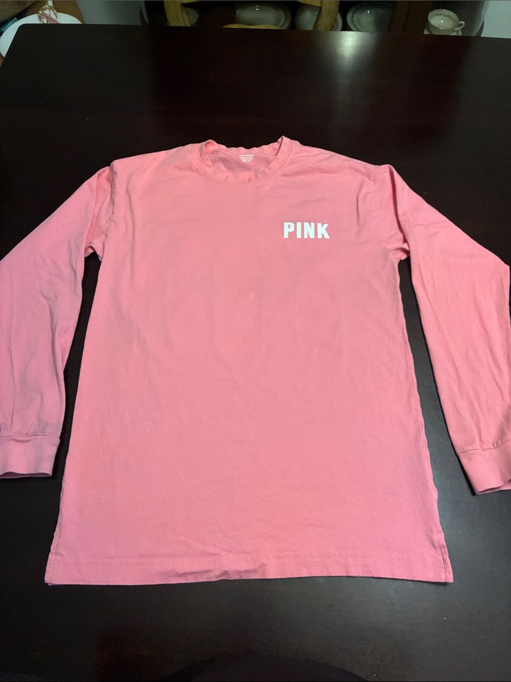 PINK Victoria's Secret Bubblegum Pink Long Sleeve Crew Tee